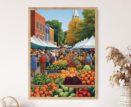 Affiche Marché Fermier de Birmingham – Poster Vie Communautaire en Alabama