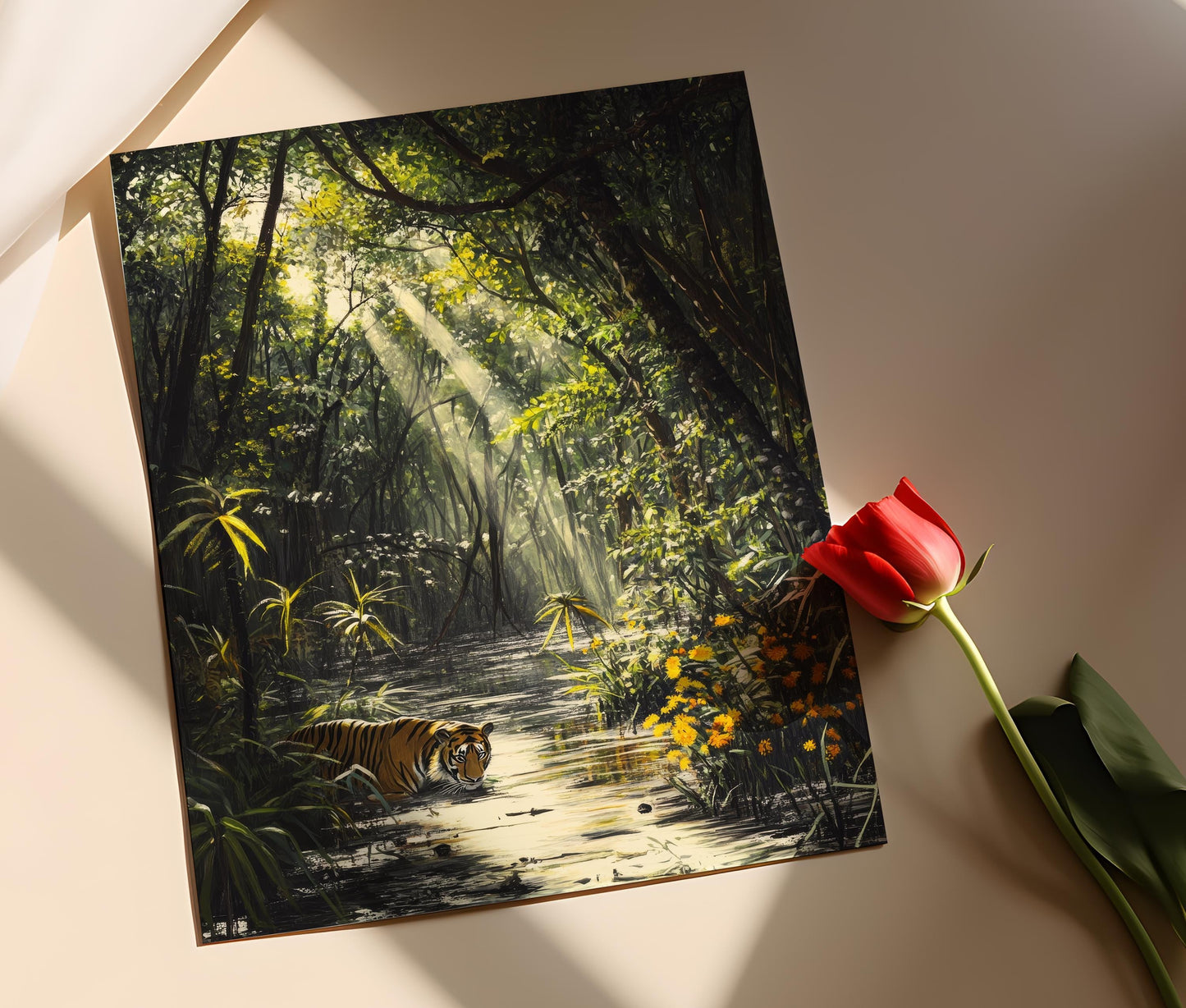 Affiche Réserve du Tigre de Sundarbans – Poster Scène de Faune du Bangladesh