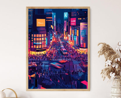 Affiche Tokyo Shibuya – Poster Art de la Traversée Éclairée par la Ville