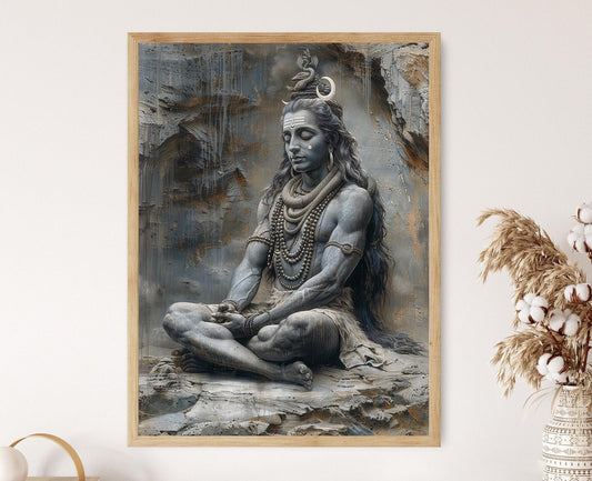 Affiche Shiva Méditatif – Poster Peinture sur Mont Kailash