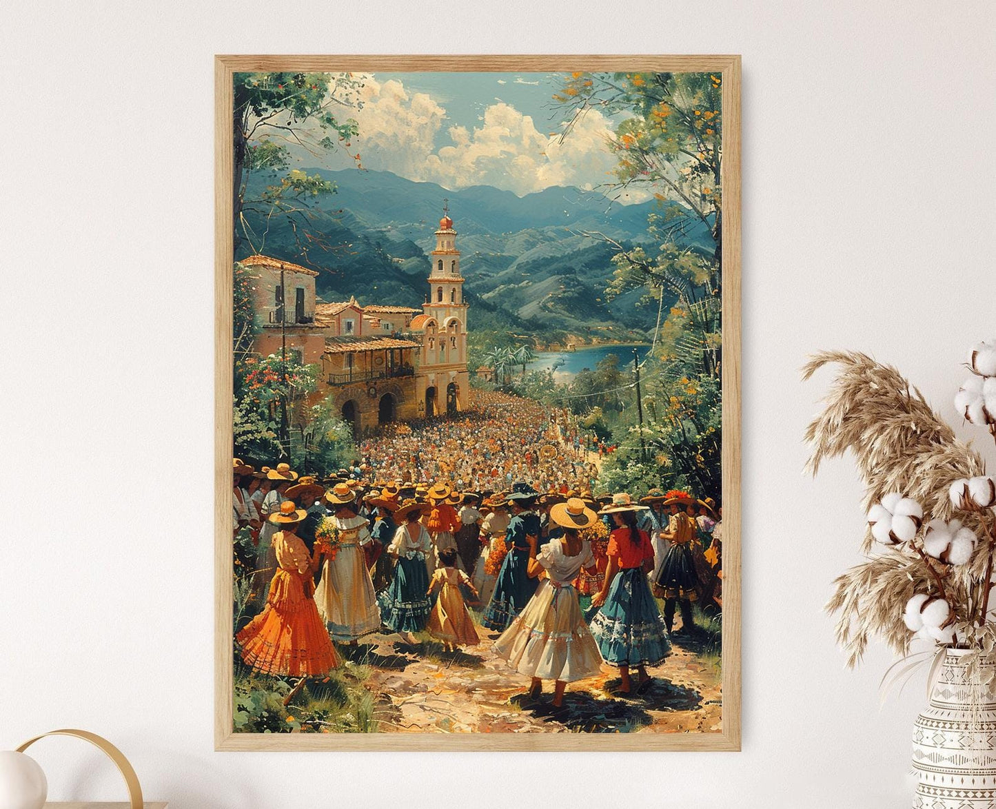 Affiche Festival Salvadorien – Poster Peinture Célébration Traditionnelle