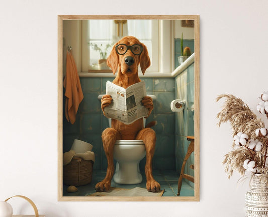 Affiche Chien Amusant – Art Mural Humoristique pour Salle de Bain