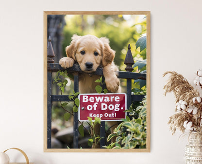 Affiche Attention Chien – Poster Photo de Chien Gardien en Formation