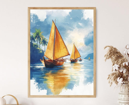 Affiche Bateaux Vinta – Poster Traditionnels Filipinos en Mer de Mindanao