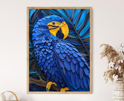 Affiche Ara Hyacinthe – Poster Art Oiseau Exotique, Plumage Bleu Éclatant