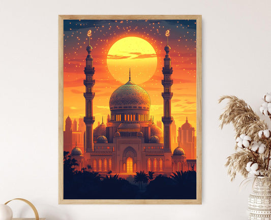 Affiche Mosquée Al Saleh – Illustration d'Architecture Islamique au Yémen