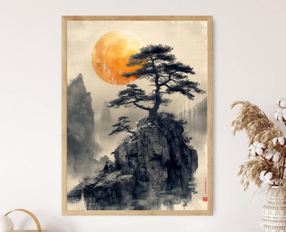Affiche Arbre de Pin Japonais – Illustration Art Nature Détails