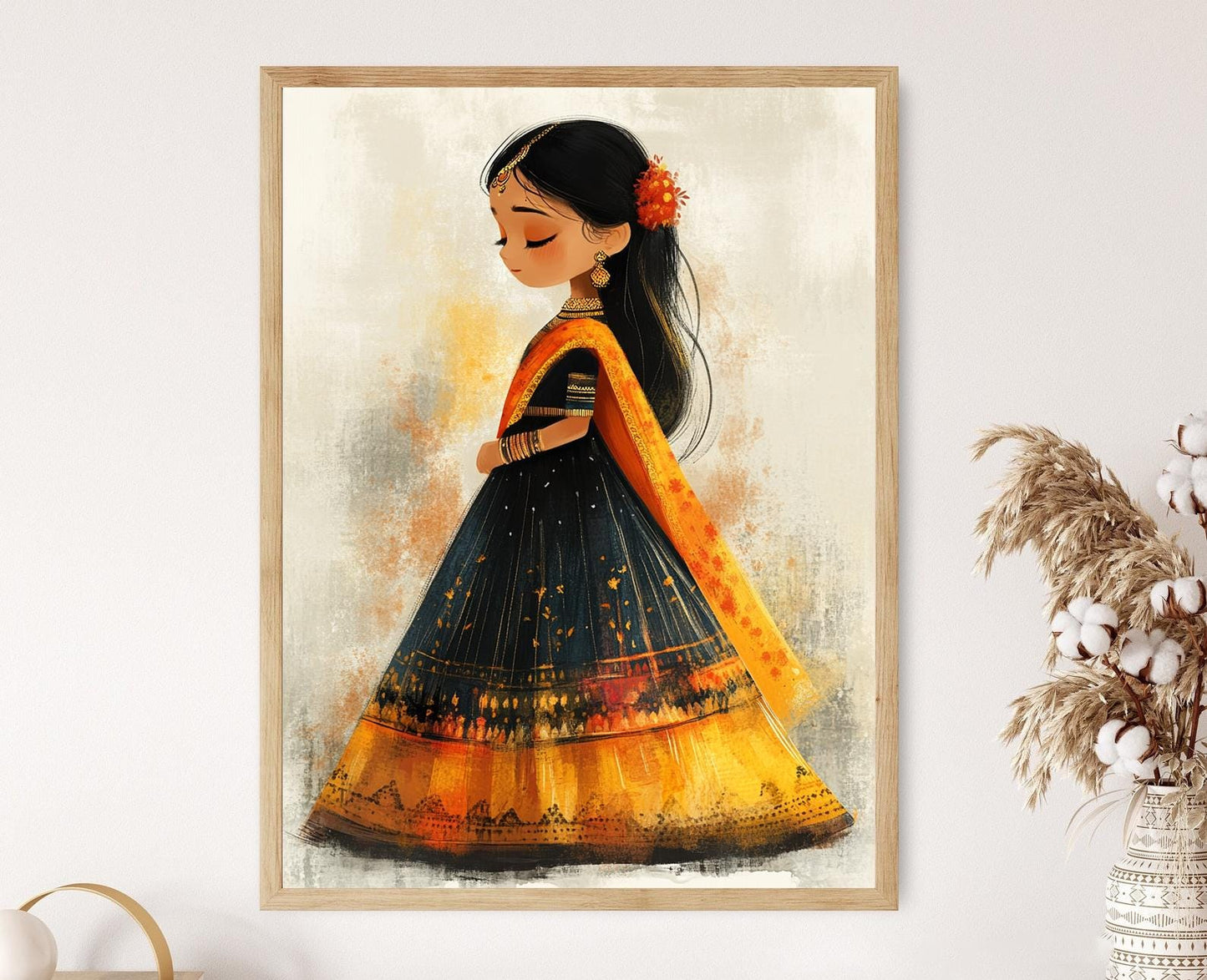 Affiche Lehenga Choli – Poster Illustration de Fille Indienne en Mode Ethnique