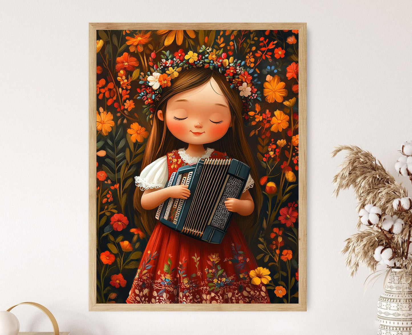 Affiche Fille Polonaise – Poster Art avec Accordéon de Kraków