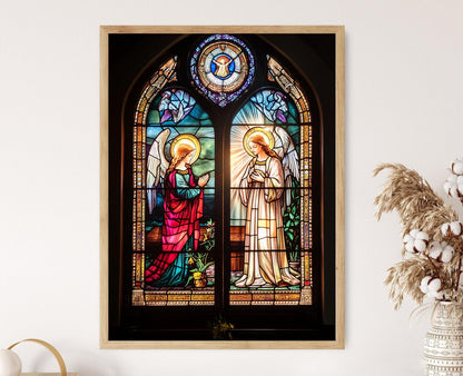 Affiche Vitrail Sacré – Poster Art Chrétien en Lumière Douce