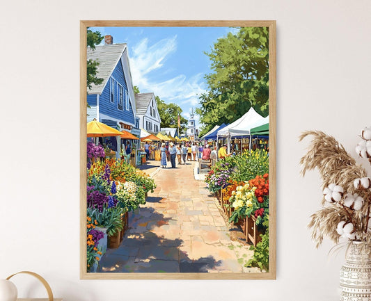 Affiche Marché de Martha's Vineyard – Illustration de Produits Locaux