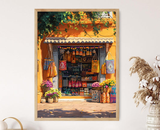 Affiche Souvenir Gujarati – Poster Art en Bandhani avec Miroir