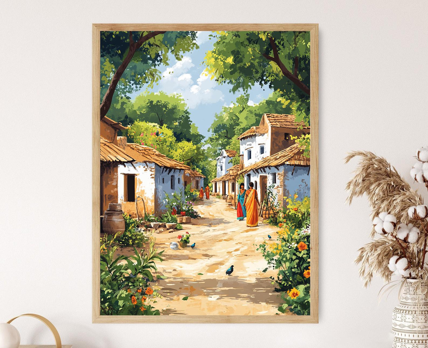 Affiche Village Gujurati – Poster Artisanat et Huttes en Argile