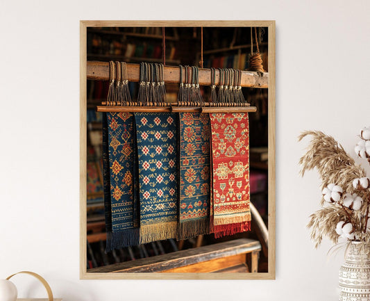 Affiche Art de Tissage Patola – Poster Design Géométrique et Floral