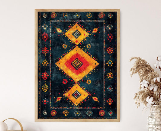 Affiche Bandhani en Gujarati – Poster Art de Teinture et Broderie Traditionnelles