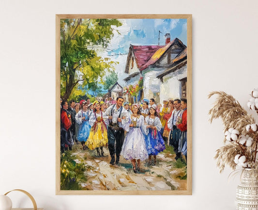 Affiche Mariage Roumain – Poster Costumes Folkloriques et Fête Joyeuse
