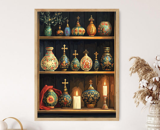 Affiche Église Russe – Illustration Dorée et Émaillée de Dôme