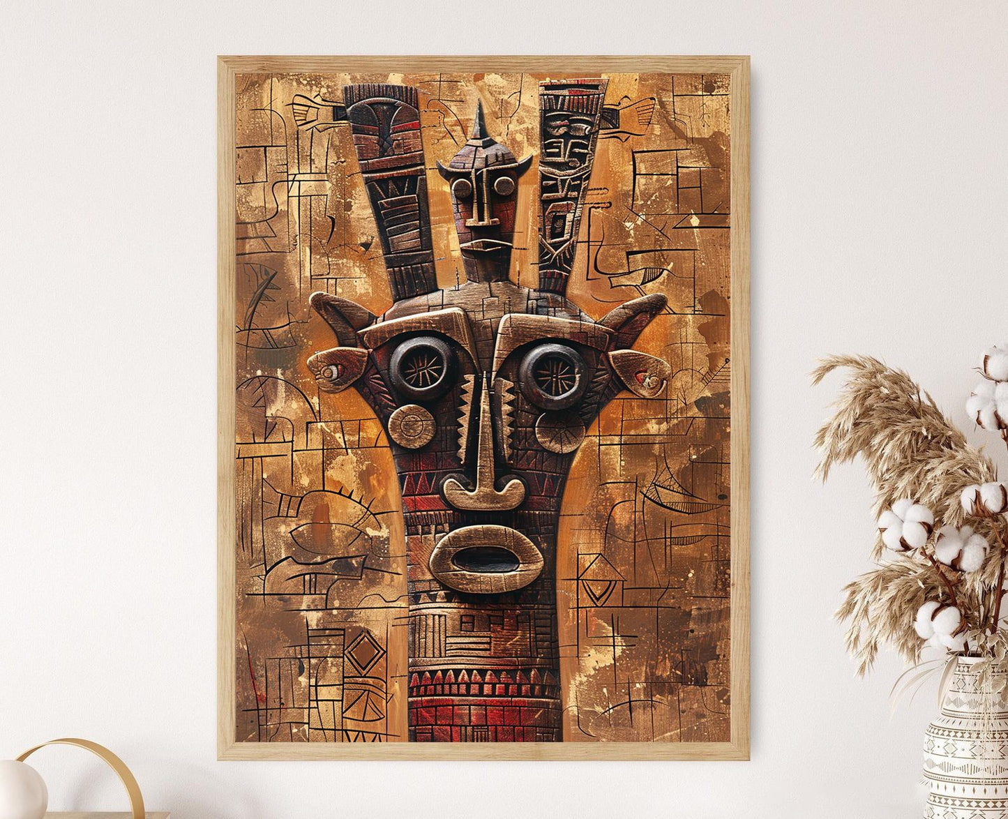 Affiche Art Dogon Africaine – Poster Décor Tribal Fait Main