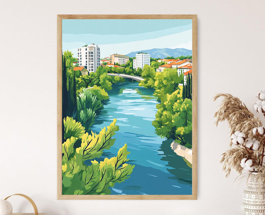 Affiche Podgorica – Impression artistique de rivières en Monténégro