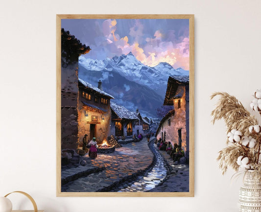 Affiche Village Andin Péruvien – Art Mural Exquis pour Déco Maison & Bureau
