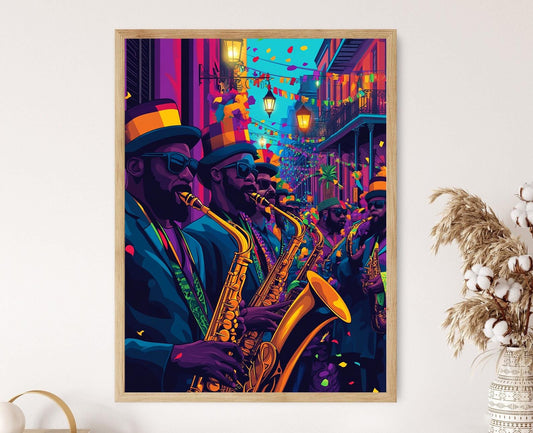 Affiche Jazz de Mardi Gras – Art Print Célébration de Bourbon Street