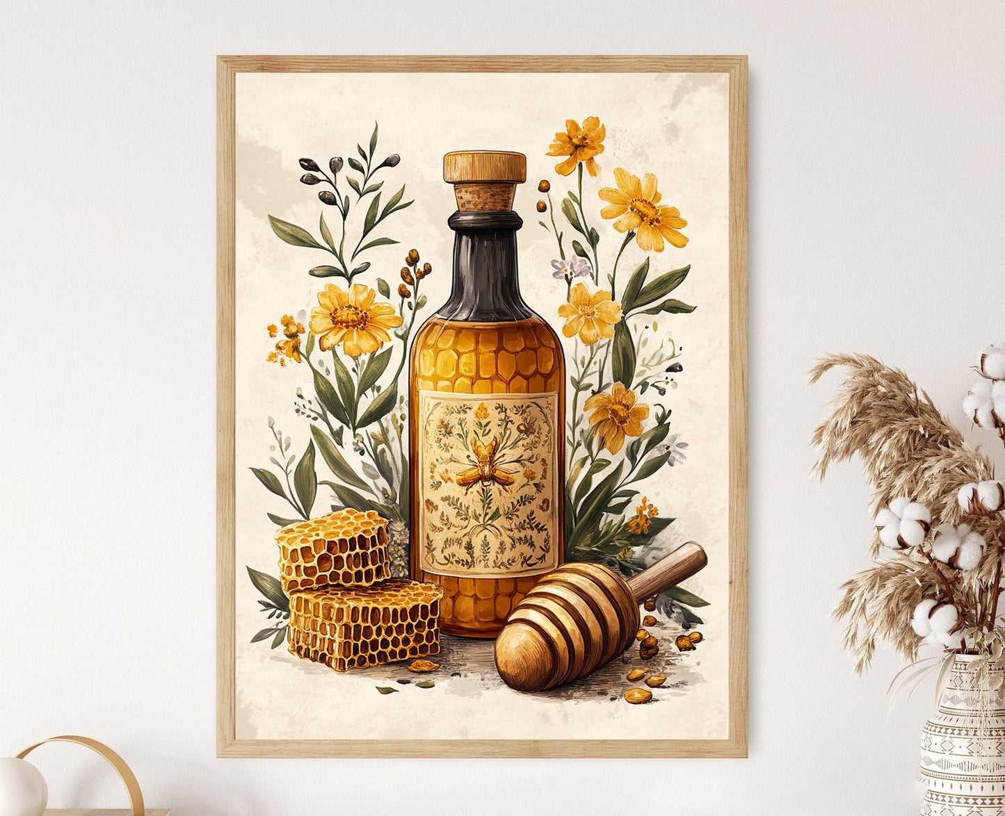 Affiche Hydromel Polonais – Poster avec Rayons de miel et Motifs Folkloriques