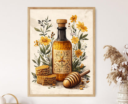 Affiche Hydromel Polonais – Poster avec Rayons de miel et Motifs Folkloriques