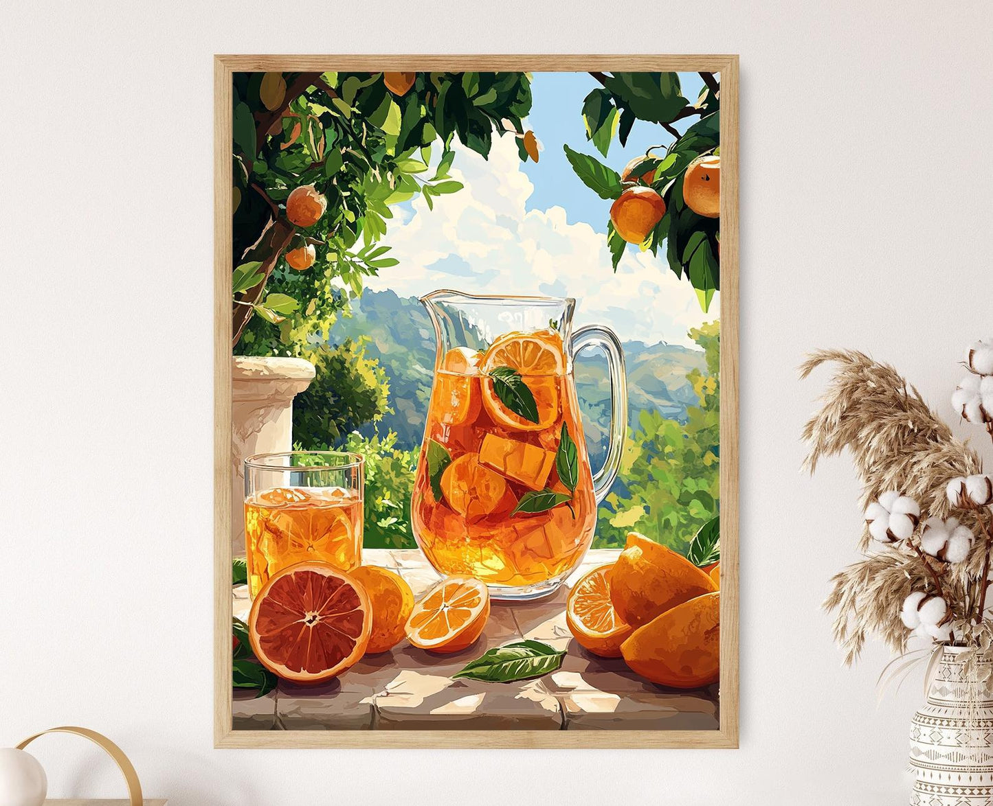 Affiche Sangria Espagnole – Impression Art, Fruits Frais et Terrasse