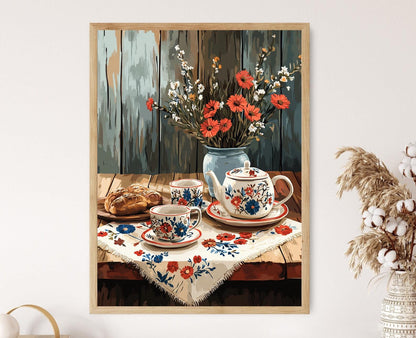 Affiche Matyó – Poster Art Print brodé, décor folklorique hongrois