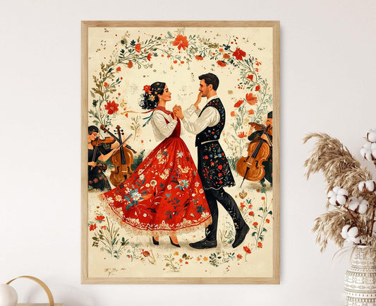 Affiche Danse Matyó – Poster Costume Traditionnel Hongrois et Célébration Culturelle