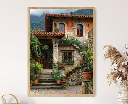 Affiche Villa Colombienne – Impression Giclée de Paysage Sud-Américain