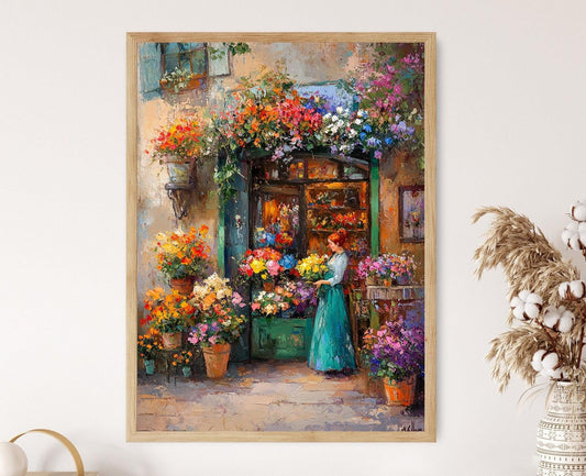 Affiche Marché Floral Polonais – Poster Scène de Rue Éclatante