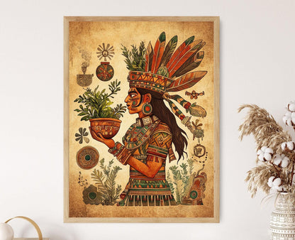Affiche Huitzilton – Poster de l'Art du Dieu Azteque de la Guérison