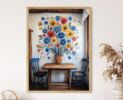 Affiche Florale Kashoubienne – Poster Art Mural Traditionnel Polonais