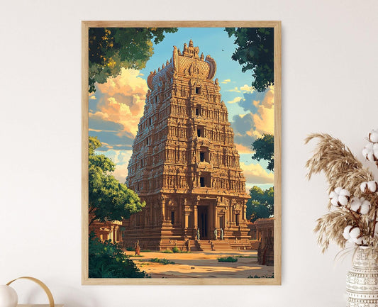 Affiche Temple Brihadeeswarar – Poster Art du Patrimoine Sud Indien