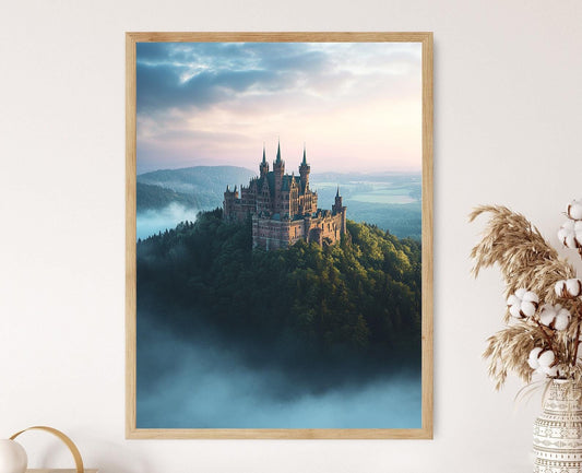Affiche Château de Hohenzollern – Poster Forteresse gothique en montagne