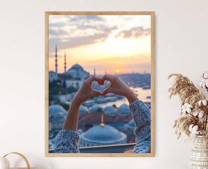 Affiche Istanbul – Poster Coucher de soleil romantique sur la ville