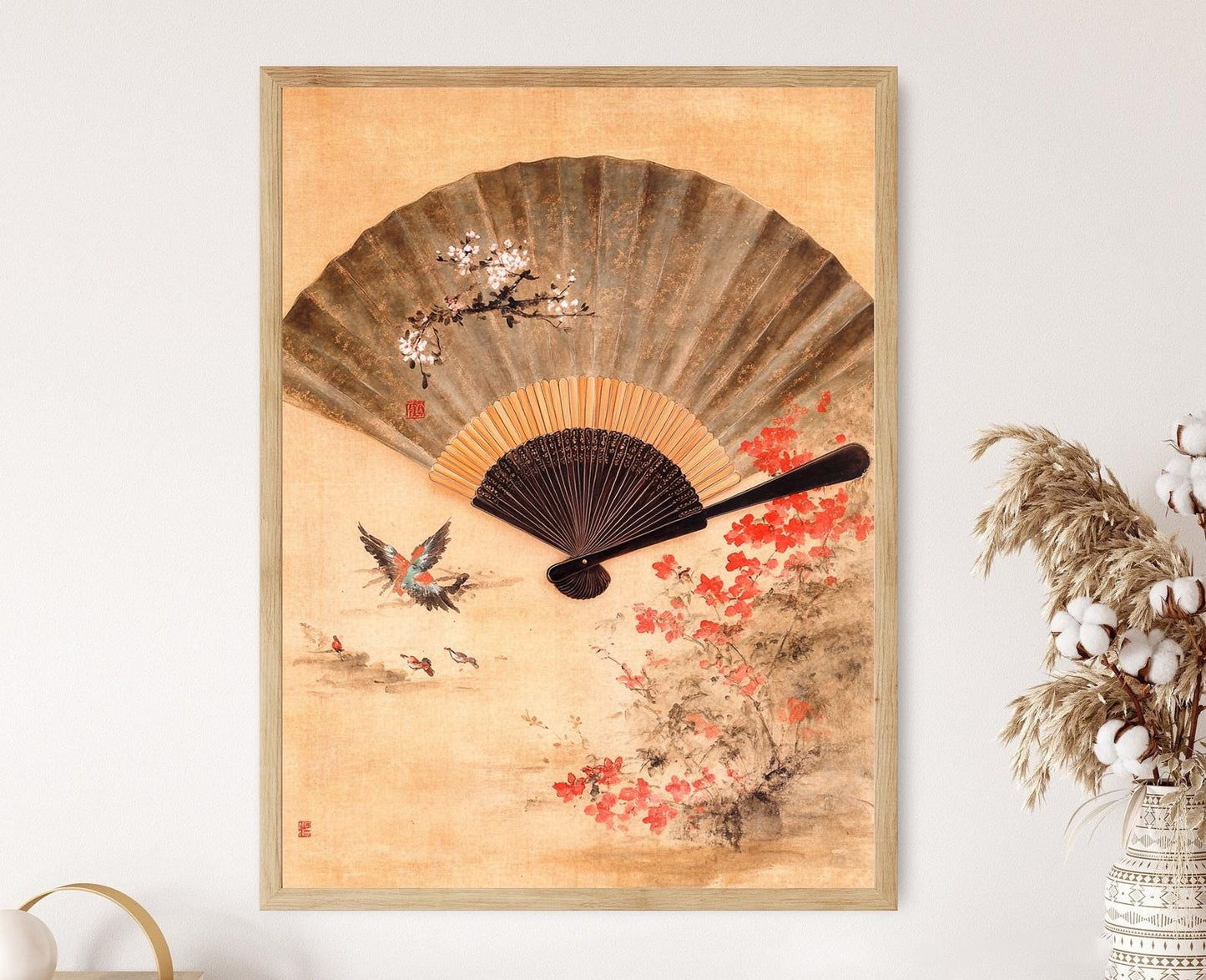 Affiche Fan Art de la Dynastie Qing – Oiseau et Fleurs en Paysage