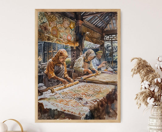 Affiche Batik Tulis – Poster Art Traditionnelle Dessinée à la Main