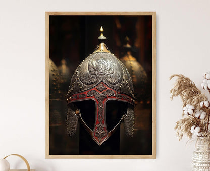 Affiche Casque de Guerrier Janissaire – Symbole de la Guerre Turque