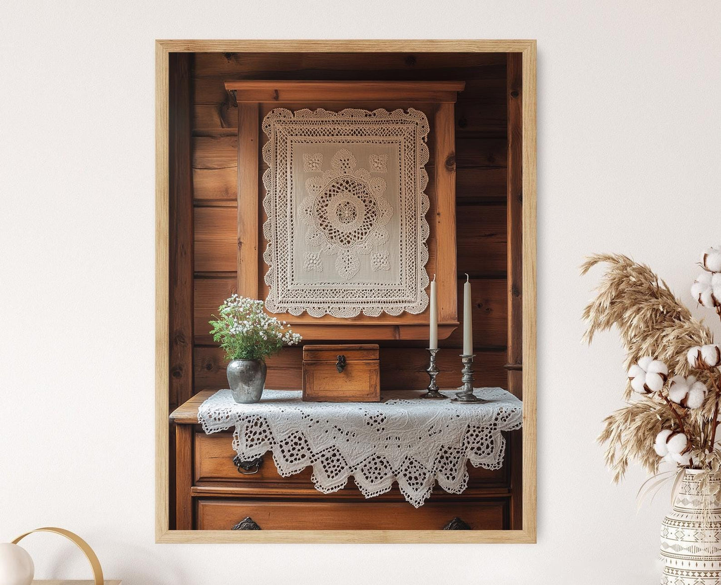 Affiche Broderie Hardanger – Poster Artisanal en Textile Norvégien