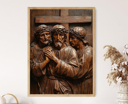 Affiche Stations de la Croix – Art Catholique pour Prière Décoratif