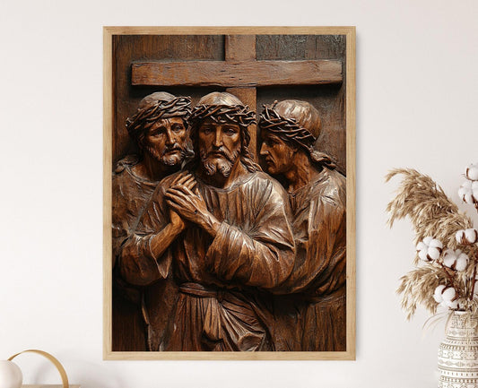 Affiche Stations de la Croix – Art Catholique pour Prière Décoratif