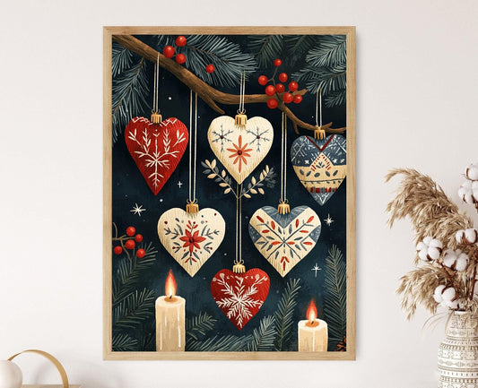 Affiche Noël Scandinave – Illustration Ornement Folk Hallandssöm