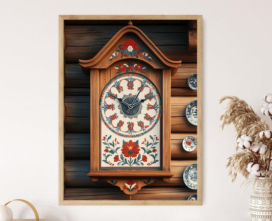 Affiche Horloge Hallandssöm – Poster Illustration Brodée Suédoise