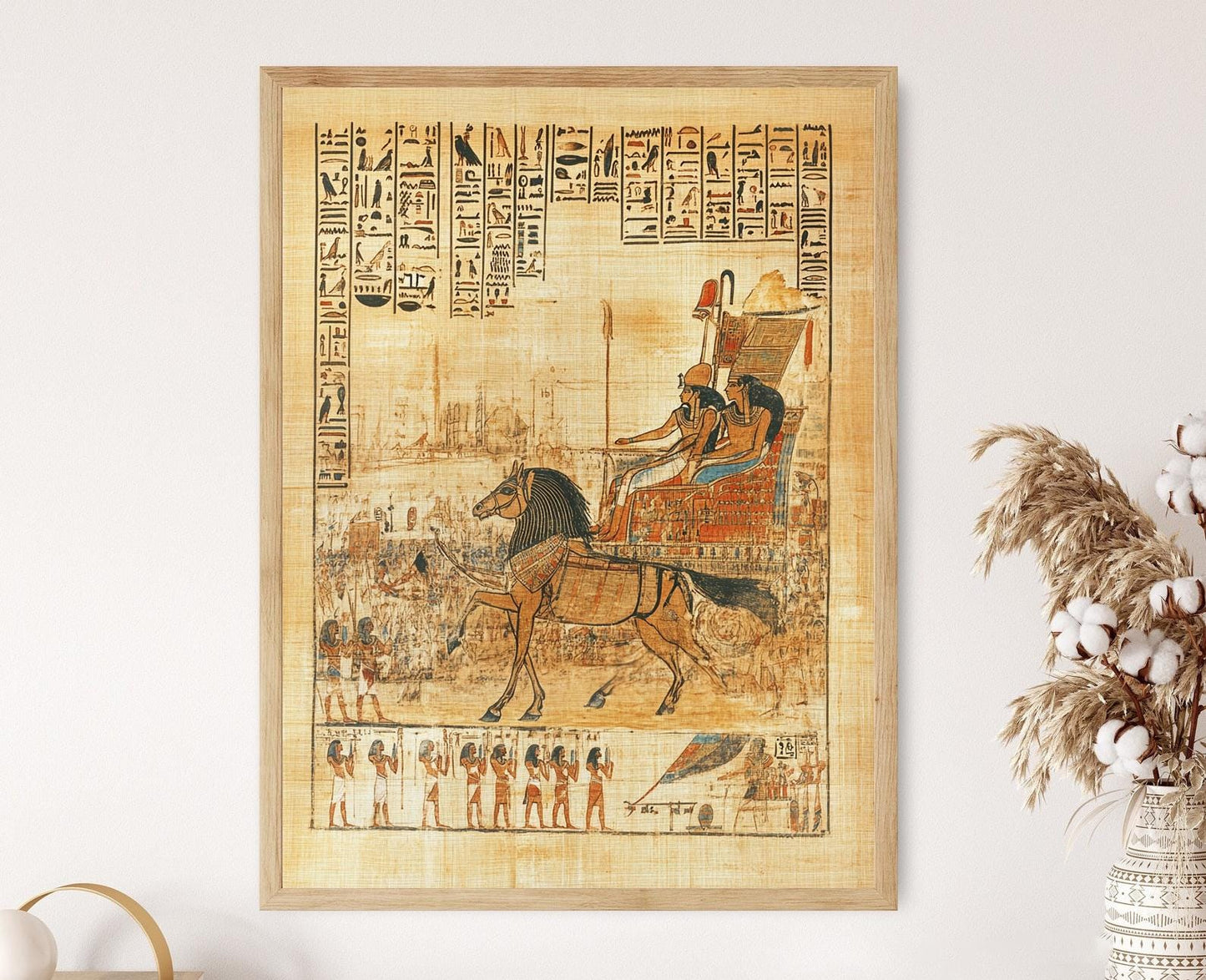 Affiche Pharaonique – Impression Papyrus Scène de Bataille Égyptienne