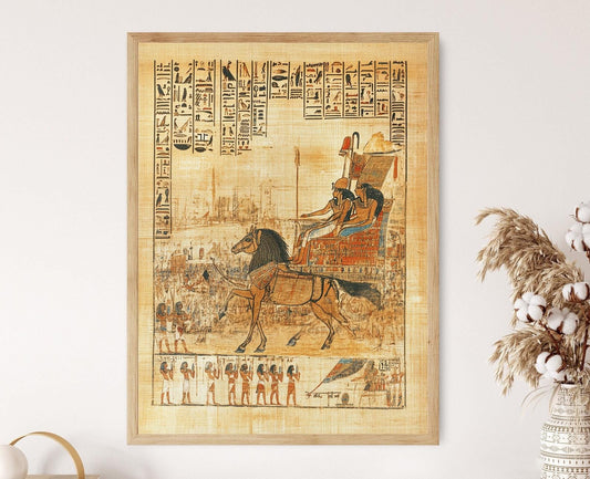Affiche Pharaonique – Impression Papyrus Scène de Bataille Égyptienne