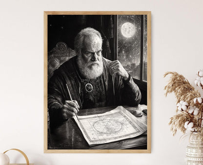 Affiche Galilée – Poster Dessin Vintage de Science Céleste