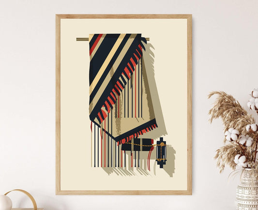 Affiche Art Juif – Illustration du Tallit et Tefillin