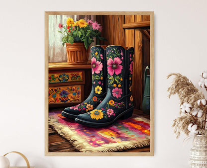 Affiche Bottes Folk Muhu – Poster Illustration de la broderie estonienne